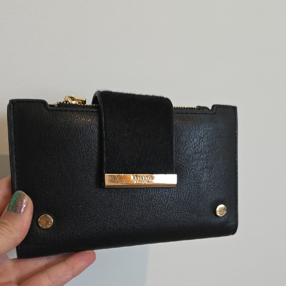 Dune London Black Wallet with Gold Details